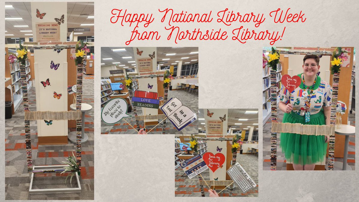 Happy National Library Week! Check out the photo booth the staff made at Northside Library! Visit your local library to see all the cool displays this month. Thanks for celebrating with us!

#NationalLibraryWeek #NLW24 #FulcoLibrary