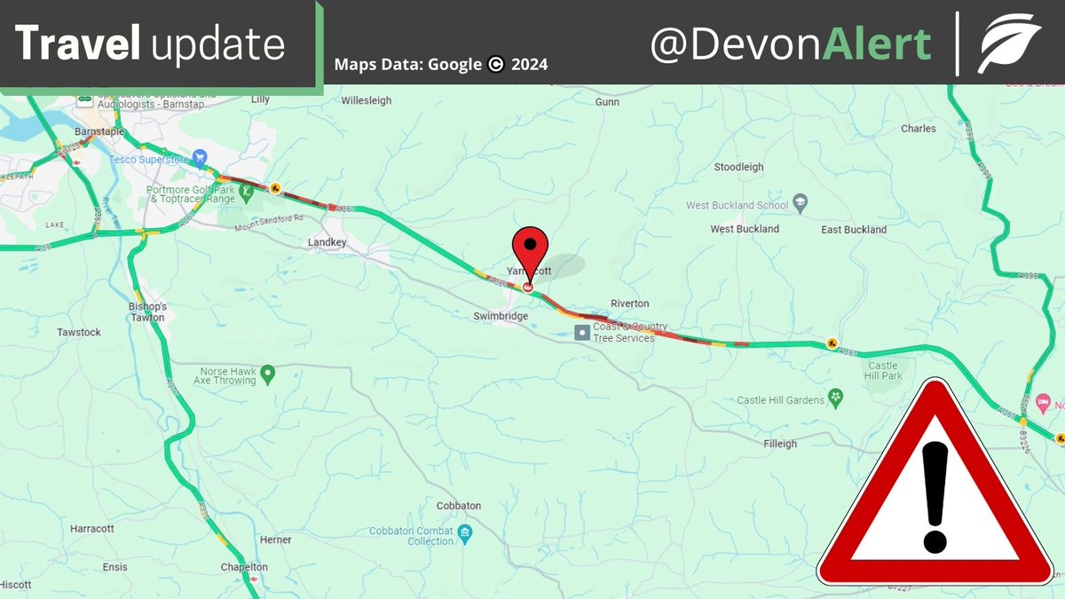 #Devon Police have closed the A361 near Swimbridge following an RTC. Please find an alternative route and expect delays here. JC @BBCDevon @StagecoachSW @ndevoncouncil