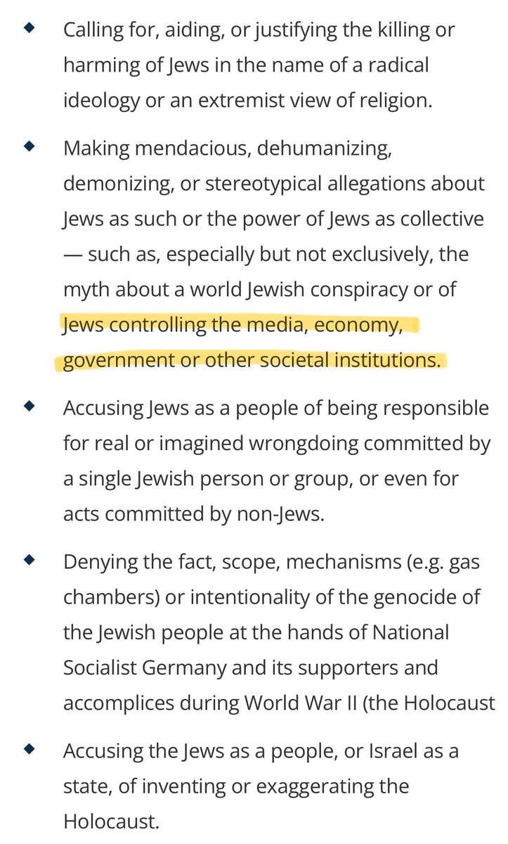 This is the IHRA’s working definition of antisemitism. It’s extensive on purpose and it’s a working definition because it’s always conveniently changing. The goal of legislation like this is to silence any criticism of Israel, plain and simple. Our tax dollars can fund their…