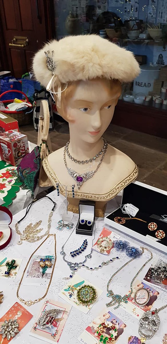 Lyn's 30s mannequin Lady Edith is really to fragile to bring to vintage fairs but there will be plenty of fabulous vintage costume jewellery at our event on Sunday 21 April at the Victoria Hall Hartley Wintney 10-3 #vintagecostumejewellery #vintagejewellery #rubysvintagefair