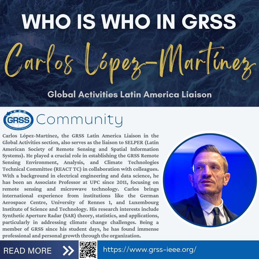 👉 Embark on the inspiring journey of Carlos López-Martínez, GRSS Latin America Liaison & SELPER liaison. 🔗 Uncover his groundbreaking work in remote sensing and spatial information systems in the latest GRSS e-newsletter: bit.ly/GRSS-eNewslett… #InnovationInRemoteSensing