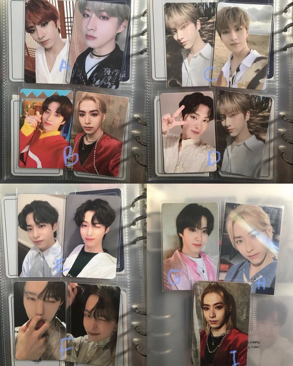 WTS ONEUS XION HWANWOONG PHOTOCARD A = $8 (set 2 pc) B, C, D = $6 (set 2 pc) E = $10 (set 2 pc) F = $5 (set 2 pc) G, H, I = $5 each 🇮🇩 based in Indonesia ✉️ stamped/tracked shipping dm for details! want to sell lfb son dongju pc 원어스 포카 양도