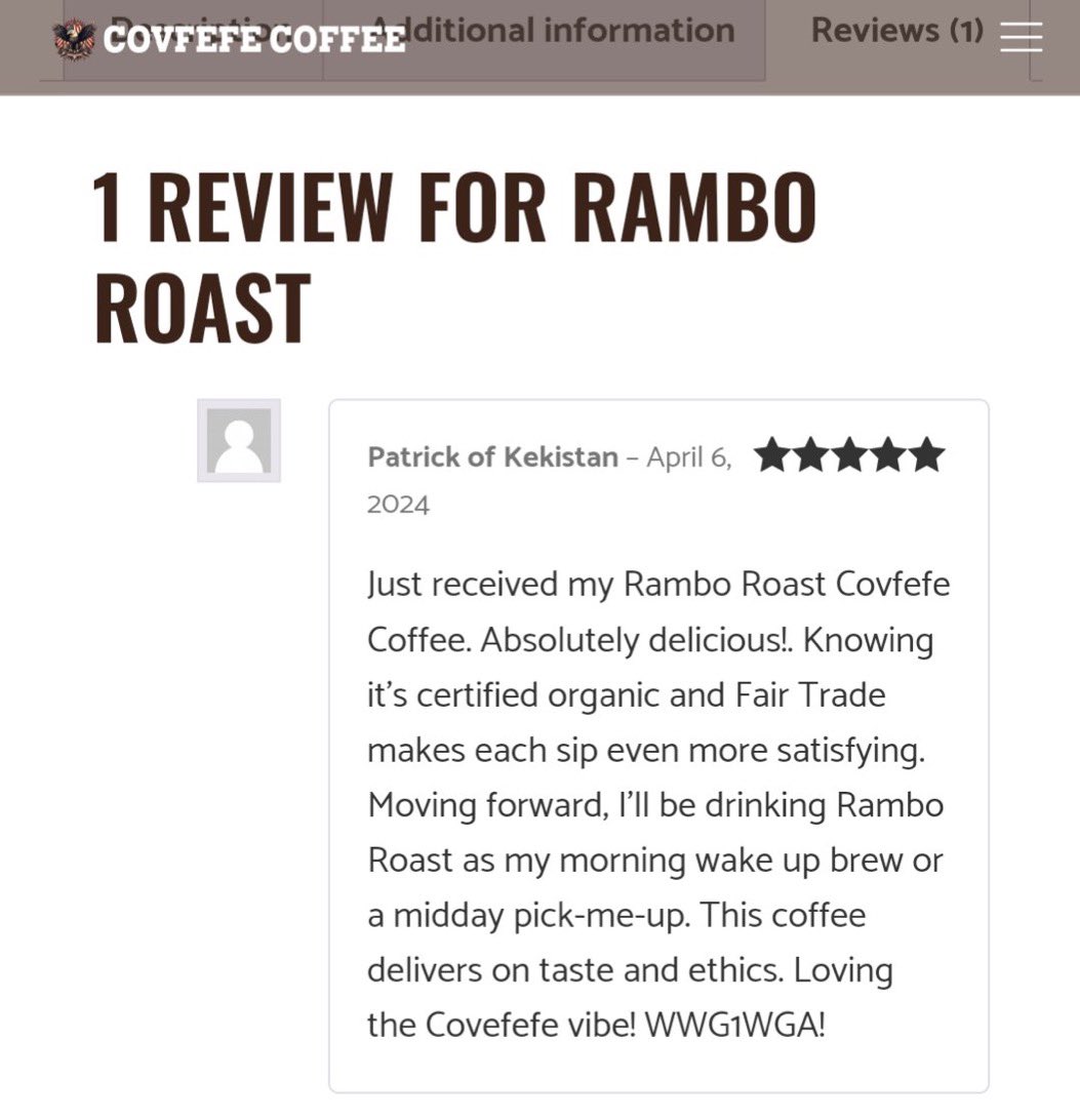 Rambo Roast is getting to be a fav

Salted caramel, silky sweet, citrus
Gully washed and dried in the sun.

covfefe.coffee