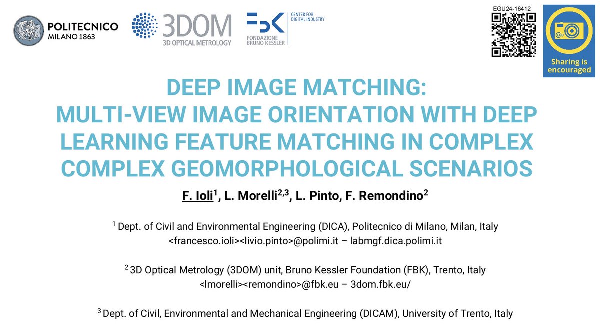 dont miss our talk at @EuroGeosciences General Assembly 2024: meetingorganizer.copernicus.org/EGU24/EGU24-16… Monday, 15 Apr, 11:10–11:20, Room G1 #AI #egu24 #matching #deeplearning @francescoioli @lcmorelli3 @LabMGF @PolitecnicoDICA @FBK_research