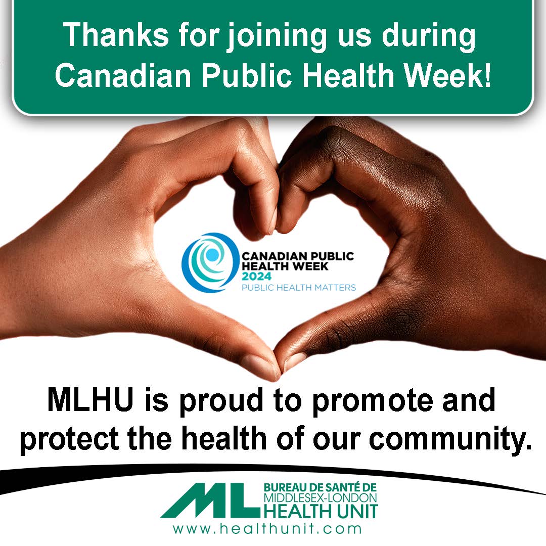 🎉 Thanks for joining us during #CanadianPublicHealthWeek! #MLHU is proud to promote and protect the health of our community. As we wrap up, we want to shout out to all the amazing folks in public health: dietitians, nurses, inspectors, hygienists, dental assistants, tobacco…