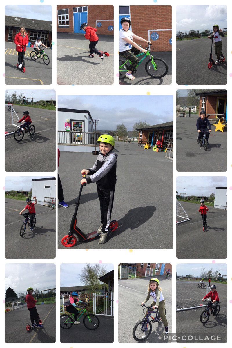 Dosbarth Haul are practising their physical skills whilst riding the bikes and scooters in the sunshine 🛴 🚲☀️#YBThealthandwellbeing