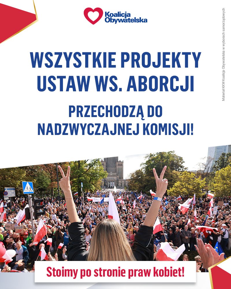 Dotrzymujemy słowa❗ Sejm będzie procedował wszystkie projekty ws. prawa do aborcji.