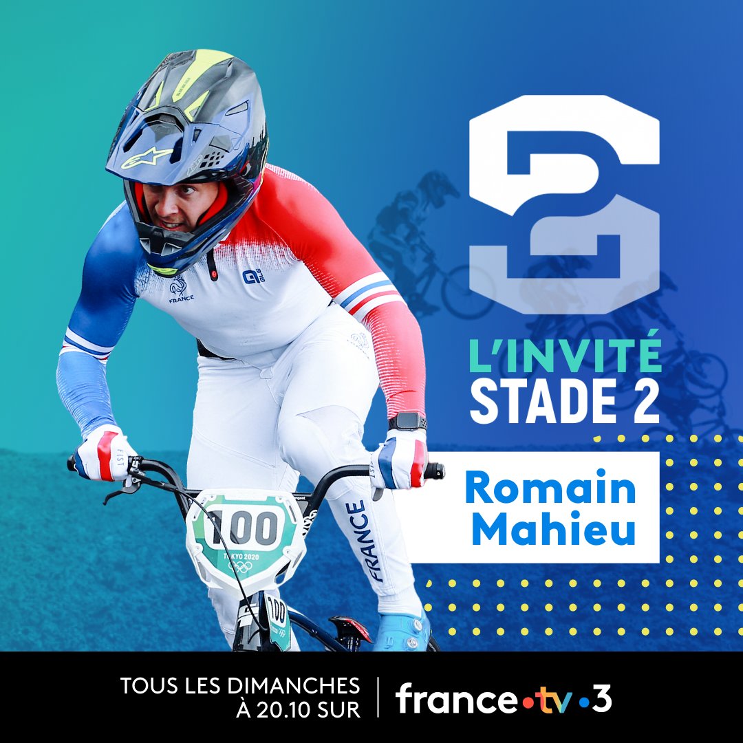 #événement | @francetvsport

🚴‍♂️ Déterminé à l'idée de décrocher une médaille olympique cet été, @Romainmahieubmx, champion du monde de BMX race en 2023, est l'invité du magazine #Stade2 avec @cecilegres 

▶️ Dimanche à 20.10 sur #France3 et la plateforme france.tv