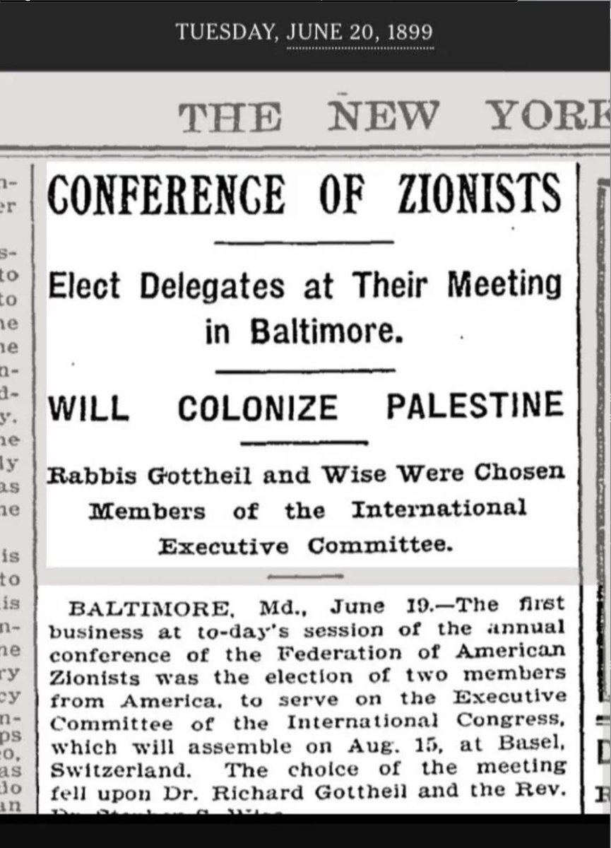 The Zionist plan to 'Colonize Palestine' reported in The New York Times in 1899