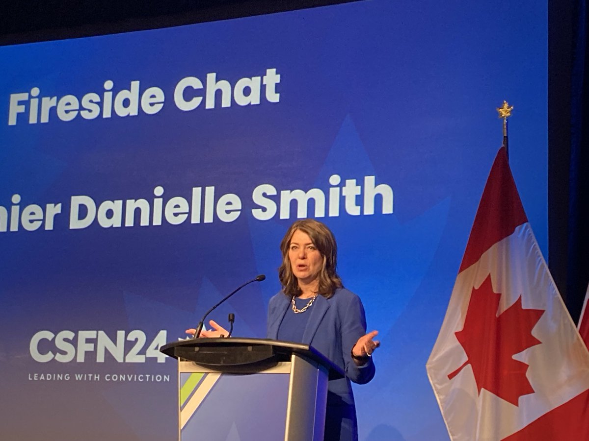 Listening to Premier Danielle Smith at the Canada Strong and Free Networking Conference (CSFN) in Ottawa. #CSFNCONFERENCE #cdnpoli