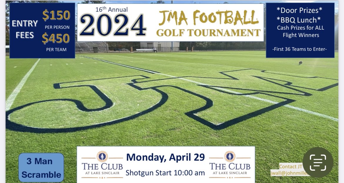 It’s that time of year again!!  Contact me at jwall@johnmilledge.org to sign up or to get more info!!!  We are looking for teams, hole sponsors and door prizes!