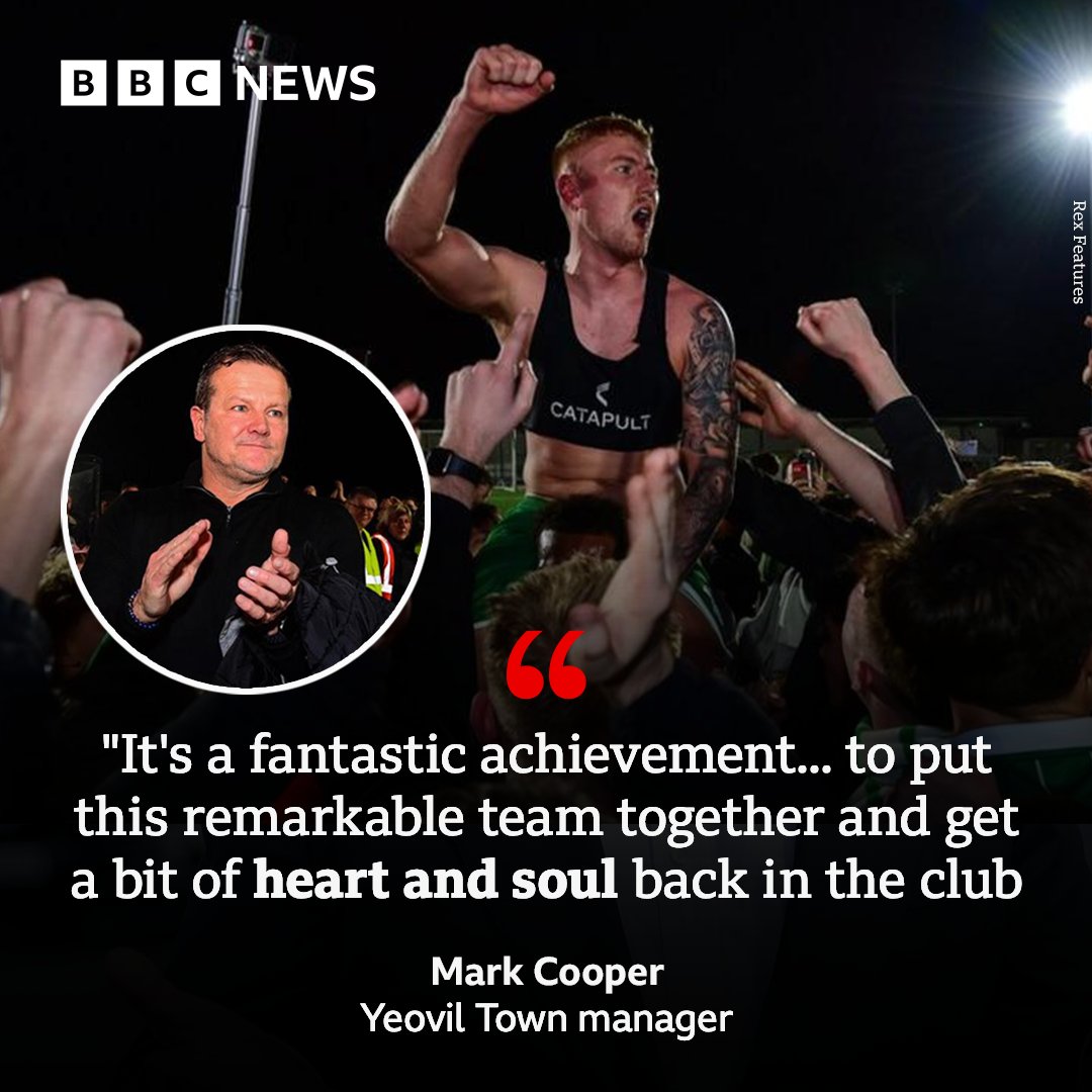 A big, big night for Yeovil Town 🏆 Mark Cooper says they 'proved everyone wrong' ➡️ bbc.in/4ayaizm