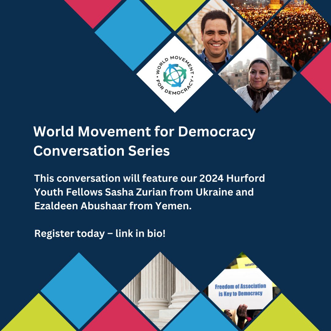 Join “Defending Human Rights Defenders: Youth-led Initiatives to Support Democracy Activists in Times of Crisis” on April 30 at 10:00 AM Eastern Time. This @MoveDemocracy conversation will feature #HurfordYouth Fellows Sasha Zurian & @ezabushaar. Register➡️zoom.us/meeting/regist…