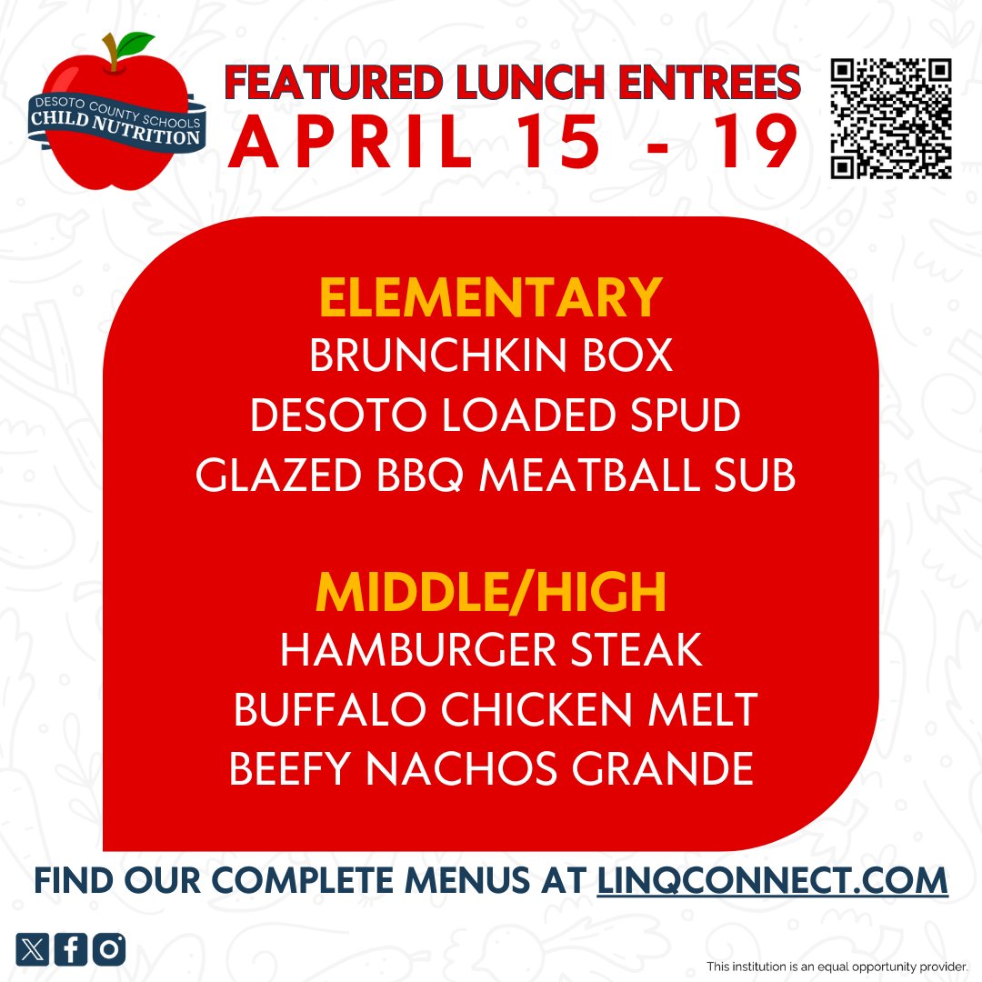 Experience deliciousness that's beyond ordinary. 🍴✨ Please see our complete menu on our website: linqconnect.com/public/menu/5J… *Menus are subject to change due to supply chain issues. Thank you for your patience and understanding! @DCSeNews #TeamDCS