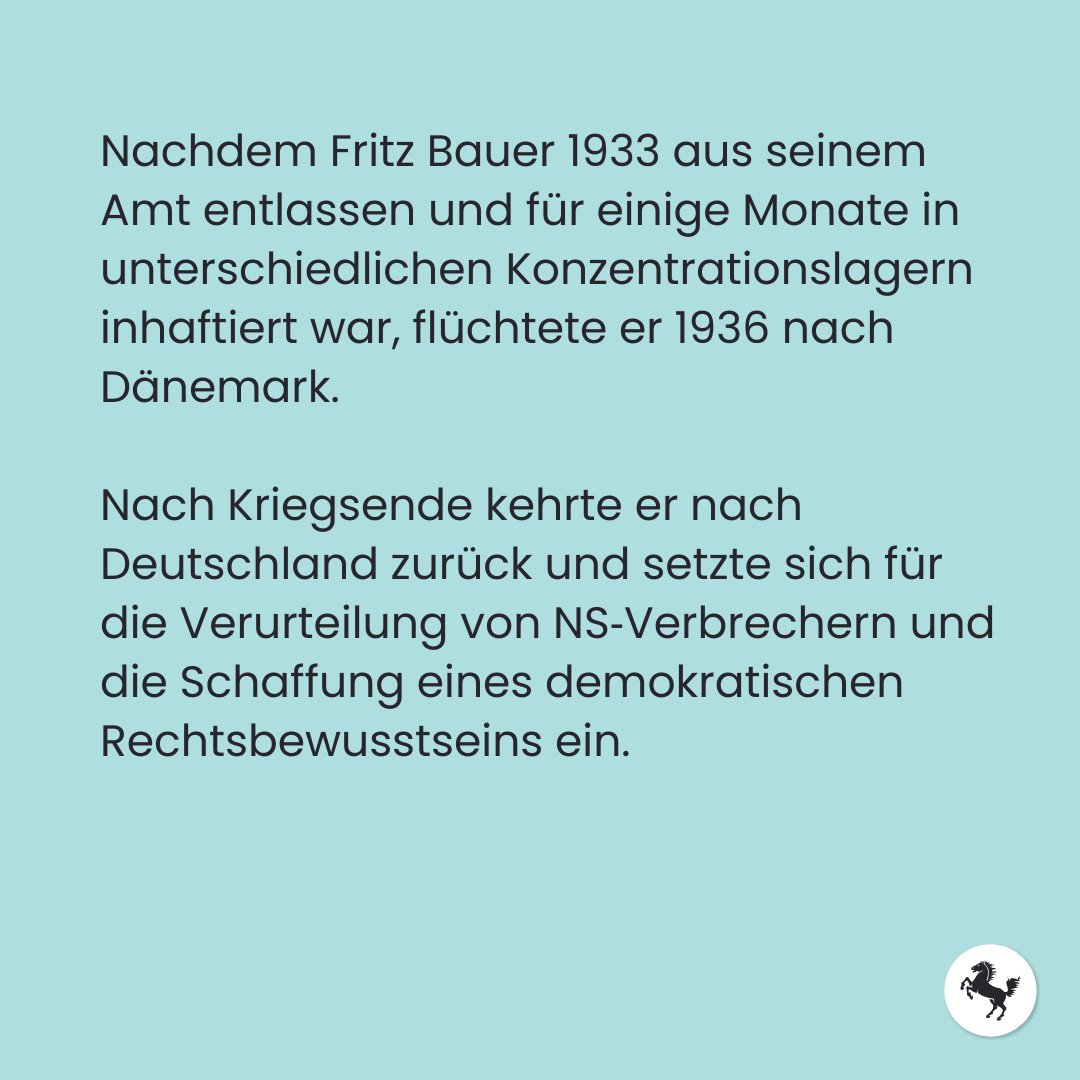 Der in Stuttgart geborene Fritz Bauer war hessischer Generalstaatsanwalt und als solcher Mitinitiator der Auschwitz‐Prozesse. Nun wird ihm eine Gedenkstele in #Stuttgart gewidmet. Die Koordinierungsstelle #Erinnerungskultur der Stadt lädt zur Einweihung am 15. April ein.