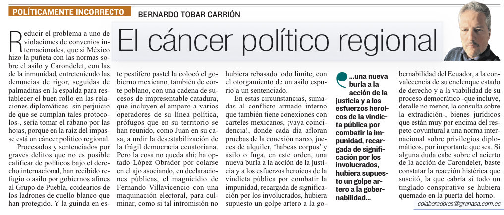 En el impasse se jugaba mucho más que la impunidad de un individuo. Estaba en riesgo la gobernabilidad y la viabilidad del proceso democrático. ⁦@DanielNoboaOk⁩ hizo lo que debía. Mi columna en expreso.ec