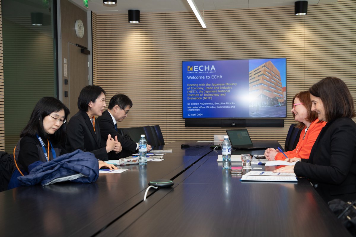 Sharing knowledge and collaborating are key to ensuring #ChemicalSafety worldwide. We are grateful to the delegation from the Ministry of Economy, Trade and Industry, and the National Institute of Technology and Evaluation of #Japan, for their visit to #ECHA.