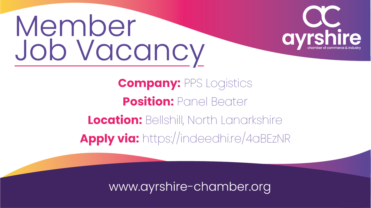 **Member Job Vacancy** PPS Logistics are recruiting for a Panel Beater to join their team. 🌏 Bellshill, North Lanarkshire To apply, or for further information, please visit indeedhi.re/4aBEzNR #Ayrshire #JobsInScotland