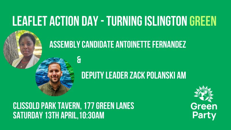 Just 20 days to go until the London elections This weekend Londoners will start to postal vote and it's a HUGE weekend to be involved. Come campaign with me, @a4antoinette & @islingtongreens (and come join us for lunch too!) Sign up below 👇🏽 actionnetwork.org/events/action-…