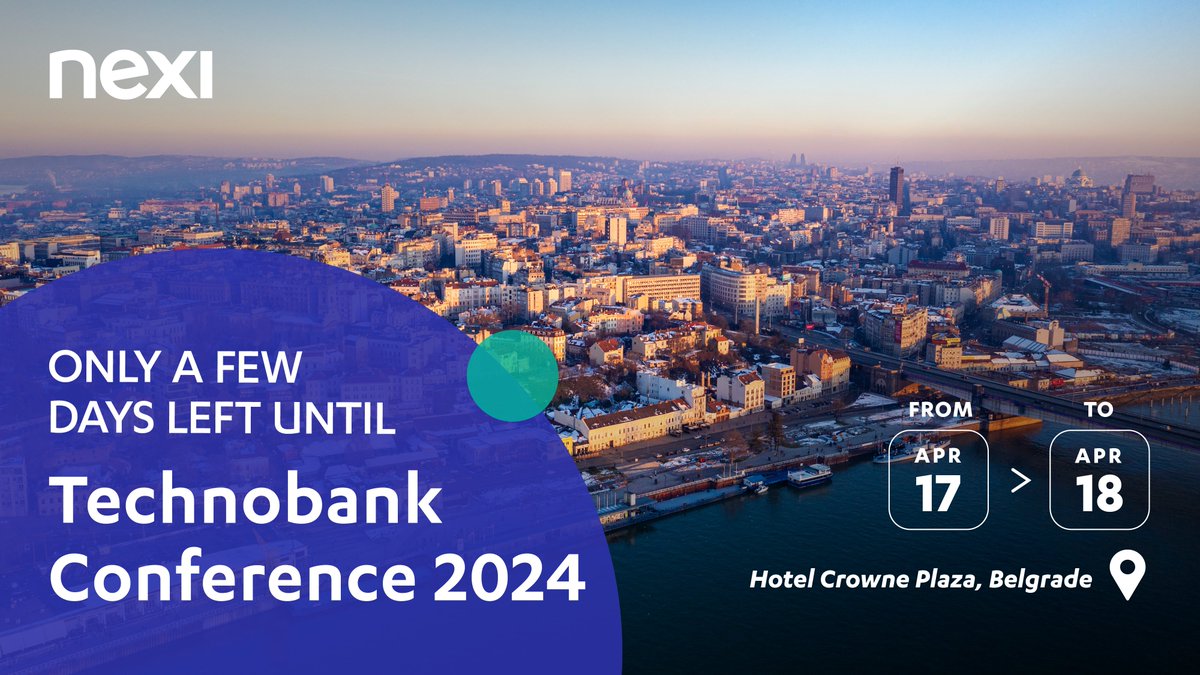 Only a few days left before the Technobank Conference 2024, the leading event in the Southeastern Europe region covering topics such as technology, payments, security, and more. Hope to see you there! #WeAreNexi #Technobank