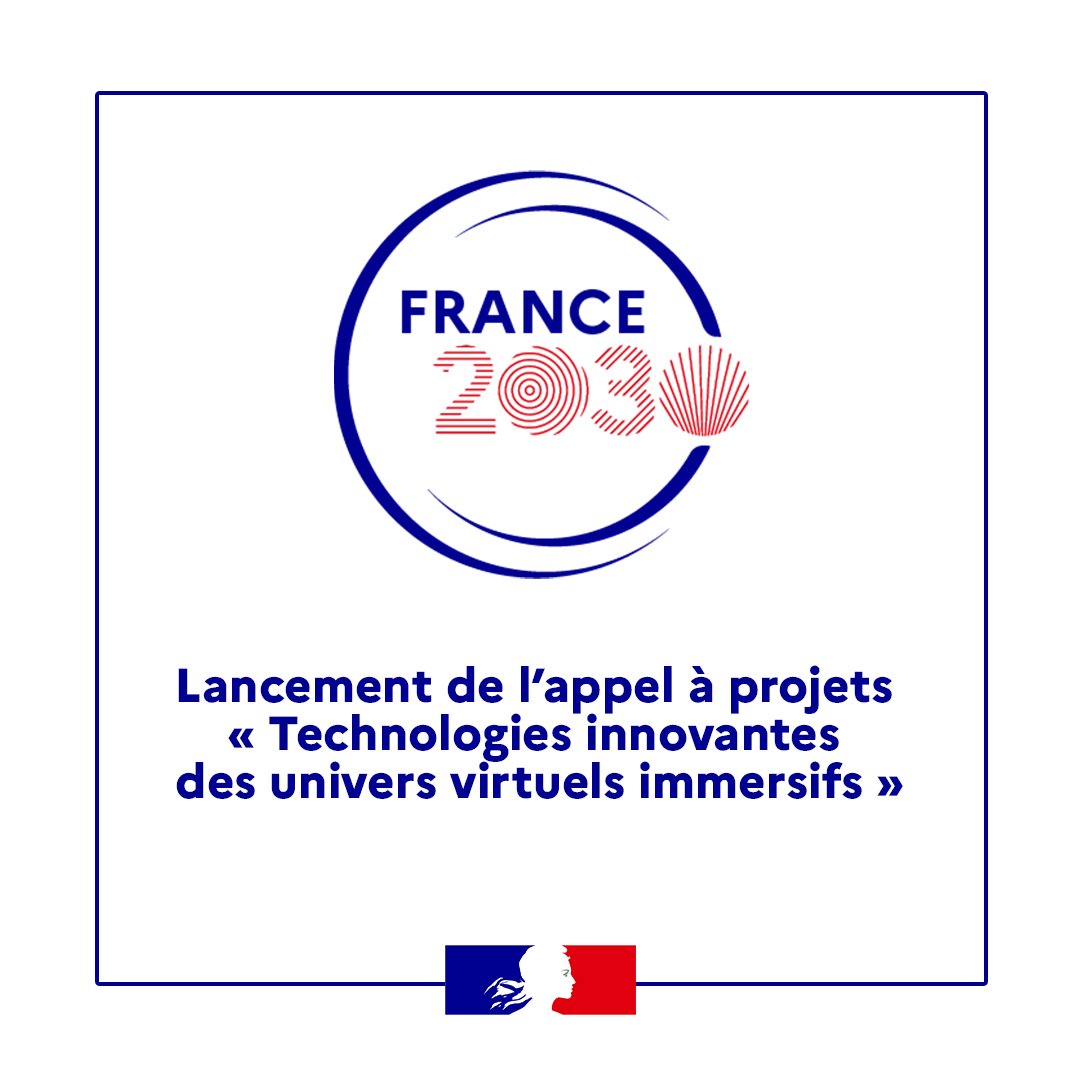 #France2030 | 📢 @Marina_Ferrari, secrétaire d’État en charge du Numérique, a annoncé le lancement de l’appel à projets « Technologies innovantes des univers virtuels immersifs ». Pour plus d’informations 👉 entreprises.gouv.fr/fr/aap/appels-… #Numérique