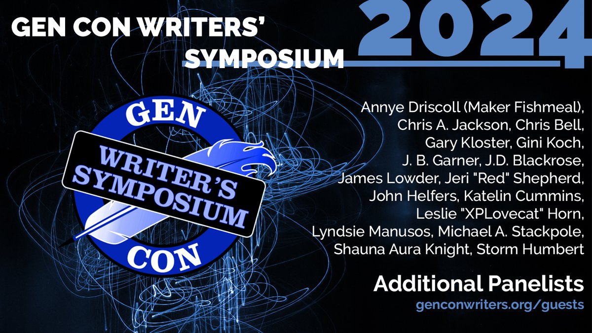 genconwriters's tweet photo. π£ 2024 Additional panelists, welcome! Annye Driscoll (Maker Fishmeal), Chris A. Jackson, Chris Bell, Gary Kloster, Gini Koch, J. B. Garner, J.D. Blackrose, James Lowder.
@Gen_Con #GenCon #GenCon2024 #GCWS https://t.co/bxoKpgsOE3