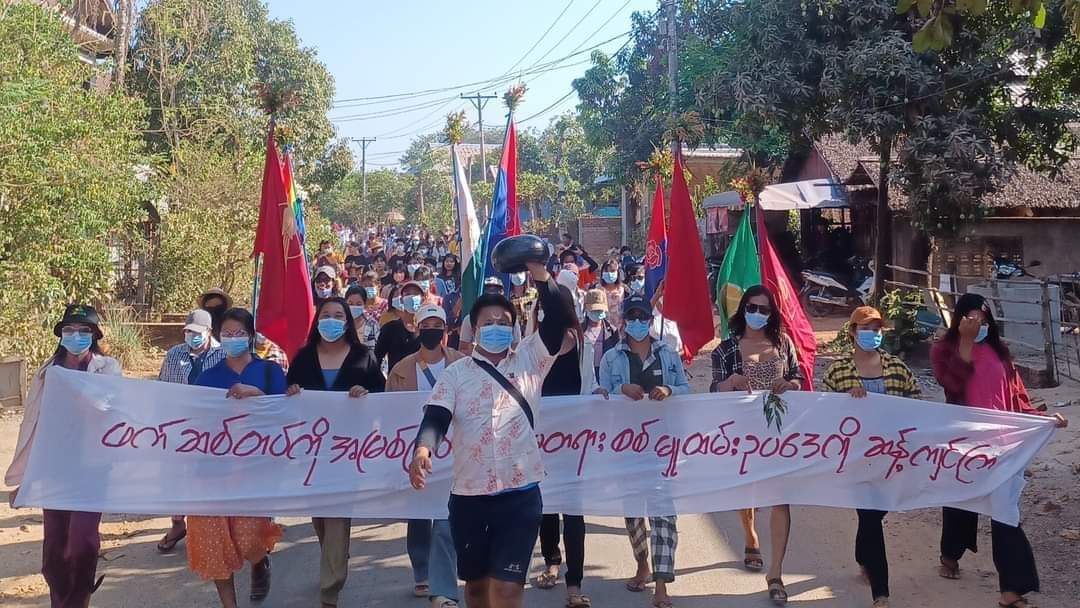 An anti-coup revolutionary protest somewhere in Tanintharyi region. #2024Mar31Coup #AgainstConscriptionLaw #WhatsHappeningInMyanmar