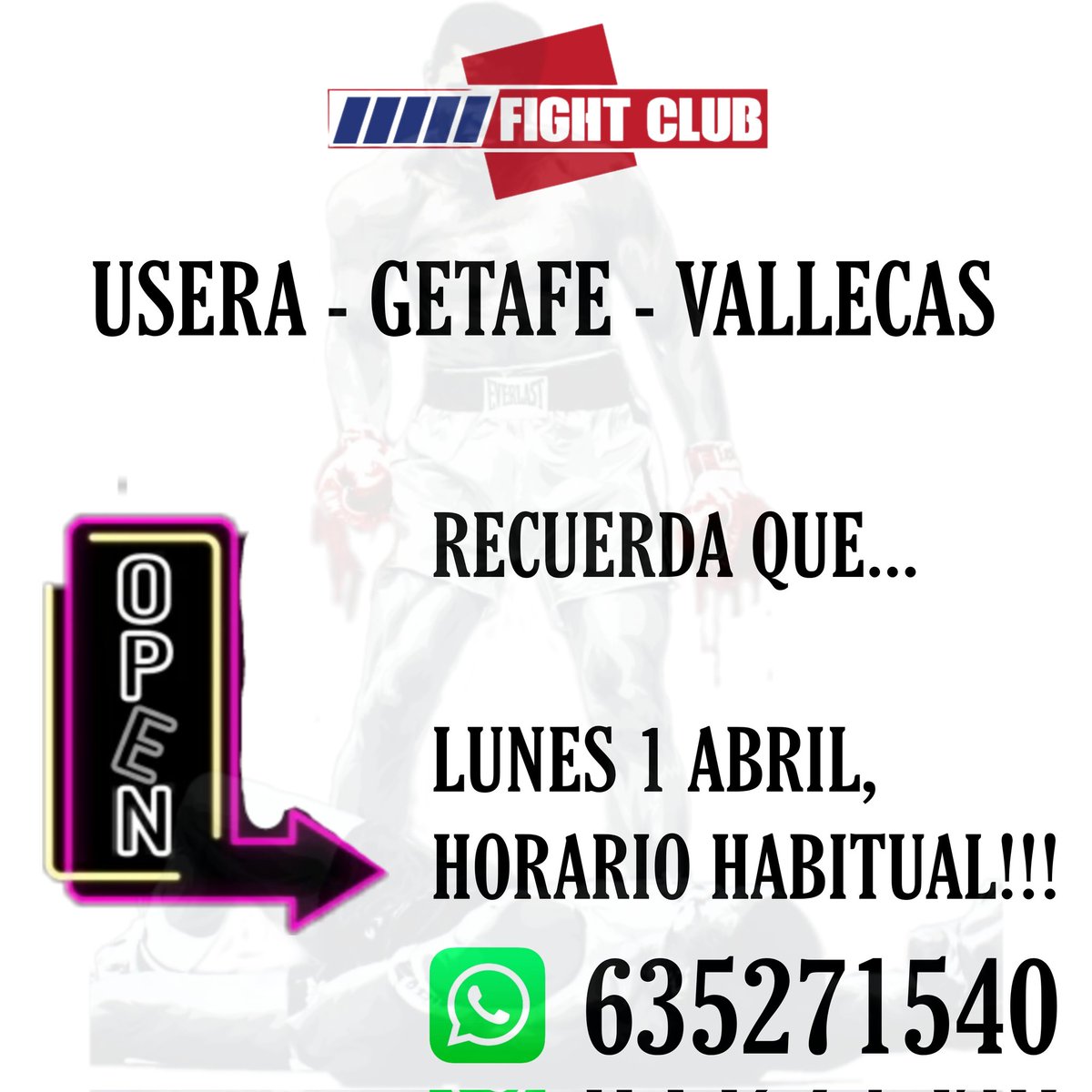 LUNES 1 ABRIL!!!

HORARIO HABITUAL, NO TE DESPISTES!!!

☎️635271540

#getafe