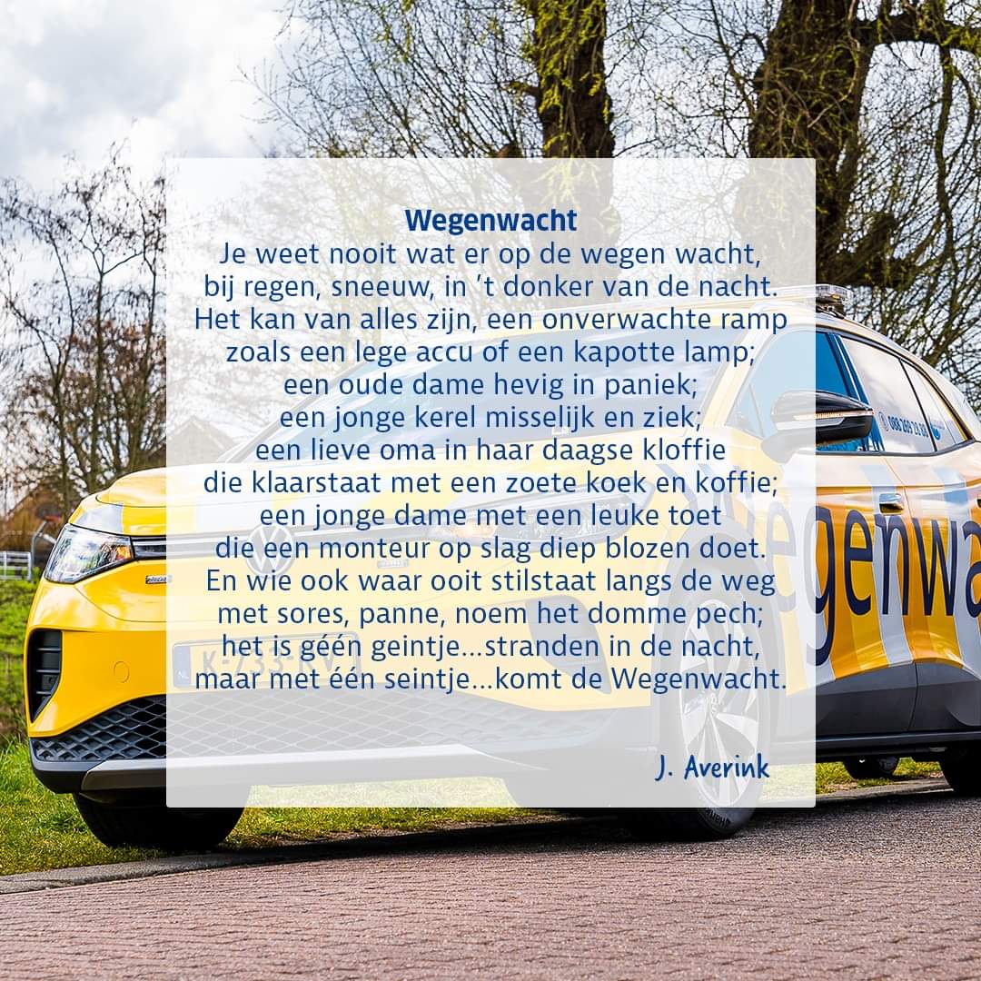 Gedichten in de nieuwe kampioen over de Wegenwacht.
Wat is jouw ode aan de Wegenwacht?