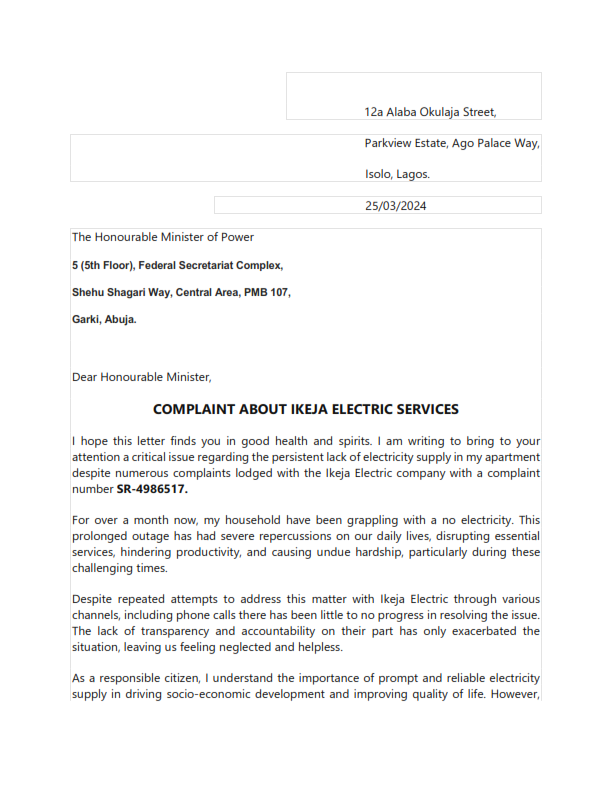 ANDREWIYKE's tweet photo. COMPLAINT ABOUT IKEJA ELECTRIC SERVICES. https://t.co/JFoP9PBrZb