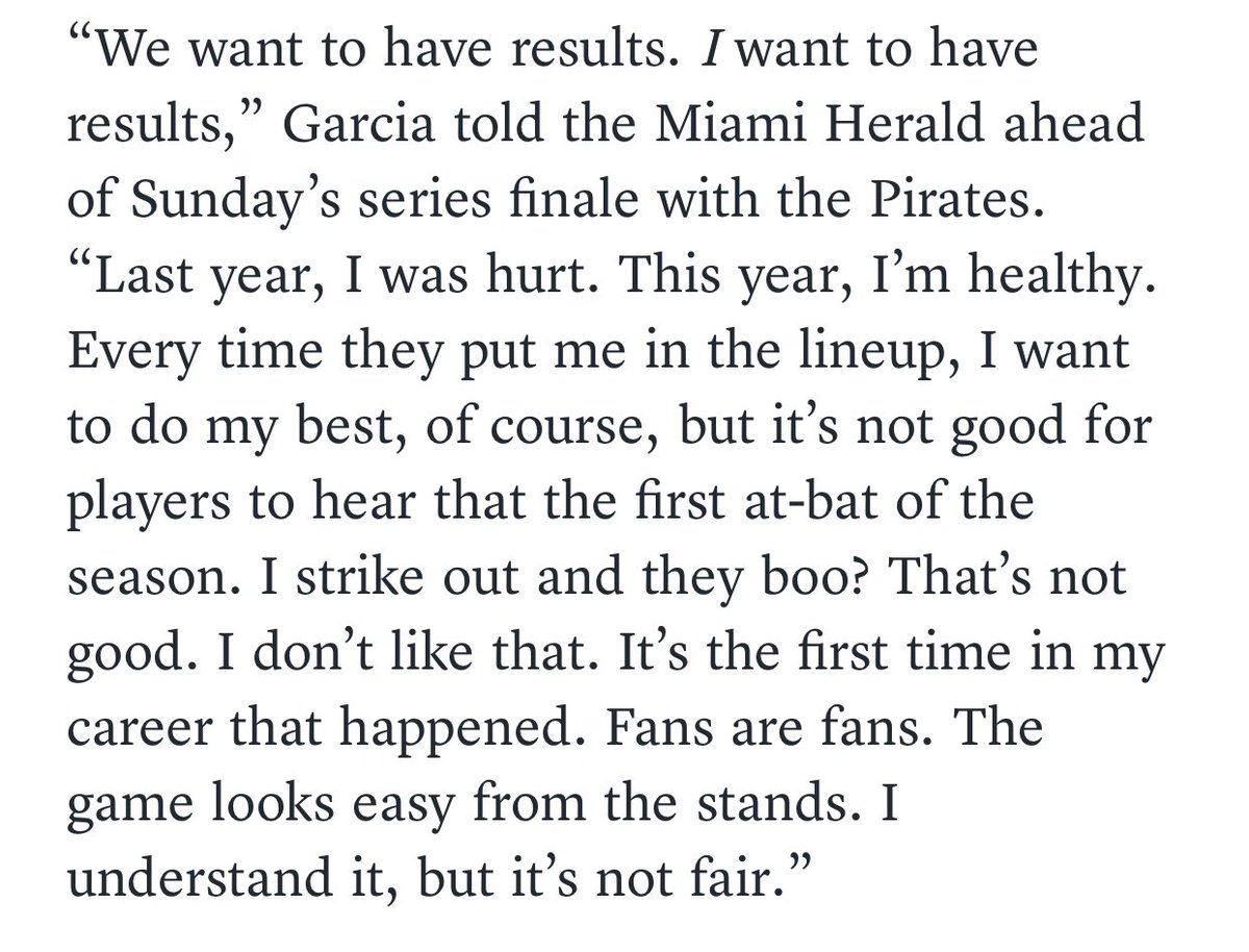 CraigMish's tweet photo. Miami Marlins Outfielder Avisail García tells ⁦@HeraldSports⁩ he does not like fans booing him. https://t.co/WZovKdXyGC