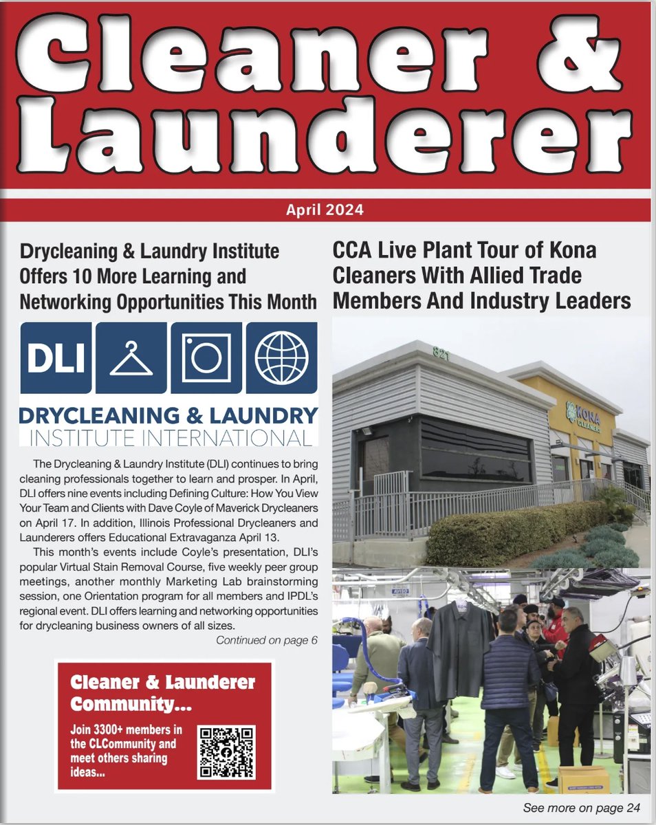 The latest dry cleaning and laundry industry news. Featuring Francis Flair, John Leano, Darcy Moen, The Stain Wizard, Jennifer Whitmarsh and Steve Thompson. The best place to buy, sell used equipment in the Cleaner &amp; Launderer Classifieds bit.ly/3wc54VU