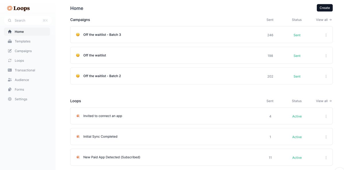 anothercohen's tweet photo. I'm not one to fanboy over software but @loops is actually the best platform that I've ever used for building out transactional and marketing emails campaigns.

I have PTSD from years of using Sendgrid and Twilio and this is how I always imagined how easy it should be https://t.co/J2sWPQ3Awf