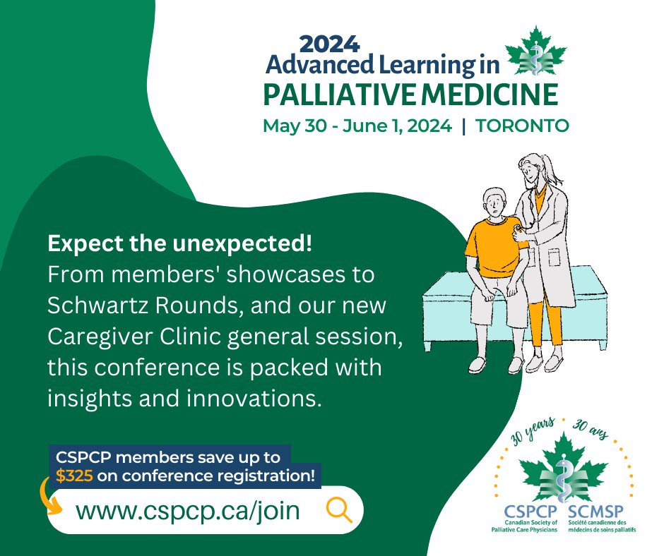 Planning on attending the Advanced Learning in Palliative Care Conference this May? Get your CSPCP membership first, and then buy yourself a present with conference savings! See 15 more benefits from joining us here: cspcp.ca/join/ #PalliativeCare #CSPCP #ALMP2024