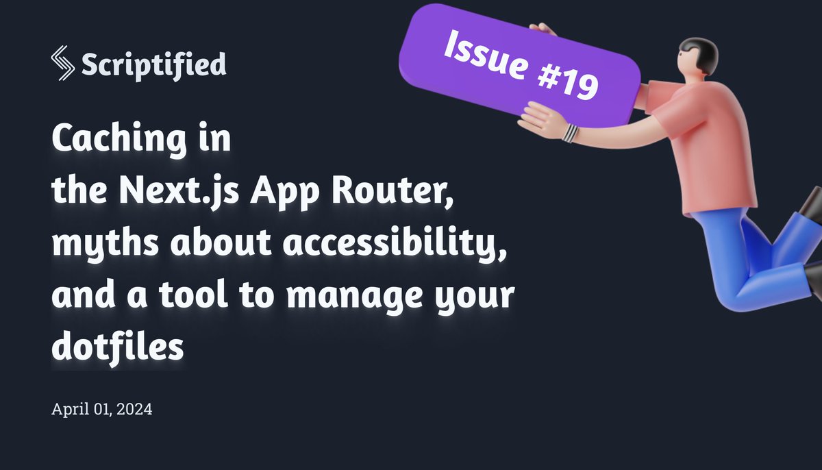 We just published issue #19 of Scriptified! 

Visualize how different array &amp; object transformations work in #JavaScript, understand how caching, fetching &amp; revalidations work with the <a href="/nextjs/">Next.js</a> App Router, check if you understand truthy values in JavaScript &amp; more.

Link below 👇
