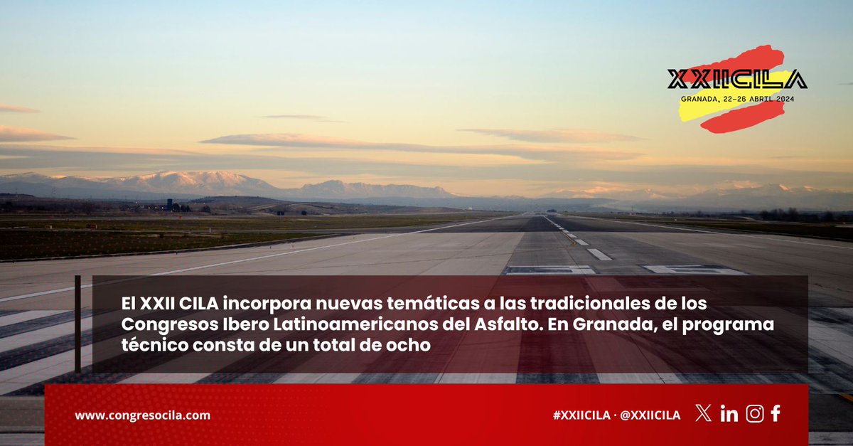 XXIICILA's tweet photo. 📚 "Miscelánea sobre materiales o aplicaciones bituminosas" En la séptima área temática del #XXIICILA hablaremos sobre #Asfalto4point0, aplicaciones en otras infraestructuras y materiales como #geotextiles, mallas, etc
Todos los detalles del programa en https://t.co/t4lhj8Fkg0 https://t.co/rQHu478HAT