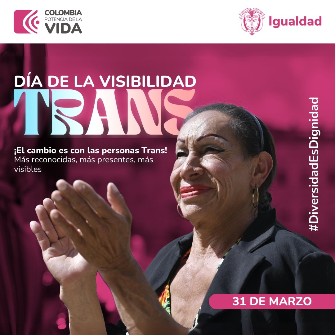 dirlgbtiqcol's tweet photo. 🗓️Hoy, Día de la #VisibilidadTrans🏳️‍⚧️, recordamos que las personas Trans han sido parte de nuestra sociedad pese a ser invisibilizadas y víctimas de Violencias por Prejuicio. 

Las personas Trans son #TRANSformadorasDeVida a través de su existencia y resistencia. https://t.co/HxEc7PrNsw