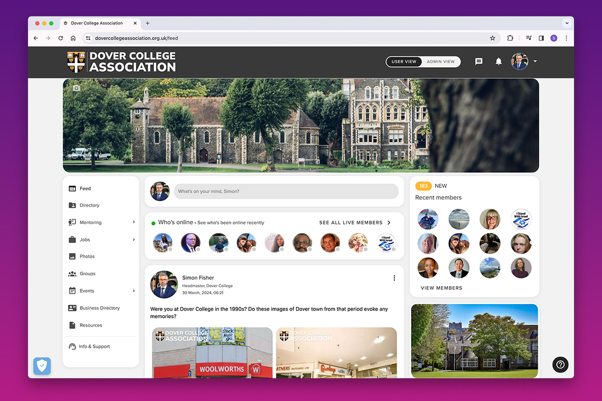 Membership of our portal for Old Dovorians is growing by the day! It's brilliant to see alumni reconnecting with each other and the College. If you haven't already done so, please sign up at dovercollegeassociation.org.uk
