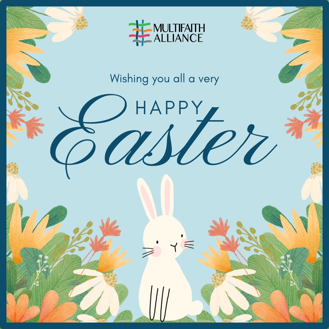 MultifaithAid's tweet photo. May this joyful season of #Easter fill your heart with renewed hope, love and peace. Happy Easter from #MultifaithAlliance 🎉🌺
#HeIsRisen #EasterSunday #HappyEaster https://t.co/dIfDUP2A7P