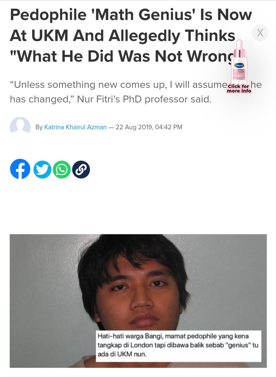 Boo. The system had failed OUR CHILDREN in the 1st place when a known Paedophile is still teaching and in close vicinity of minors. We hv Paedophile sentenced overseas, came back & continues his studies in PUBLIC UNI (siap defend eh) Nur Fitri ARE FREE. #24againstpredators