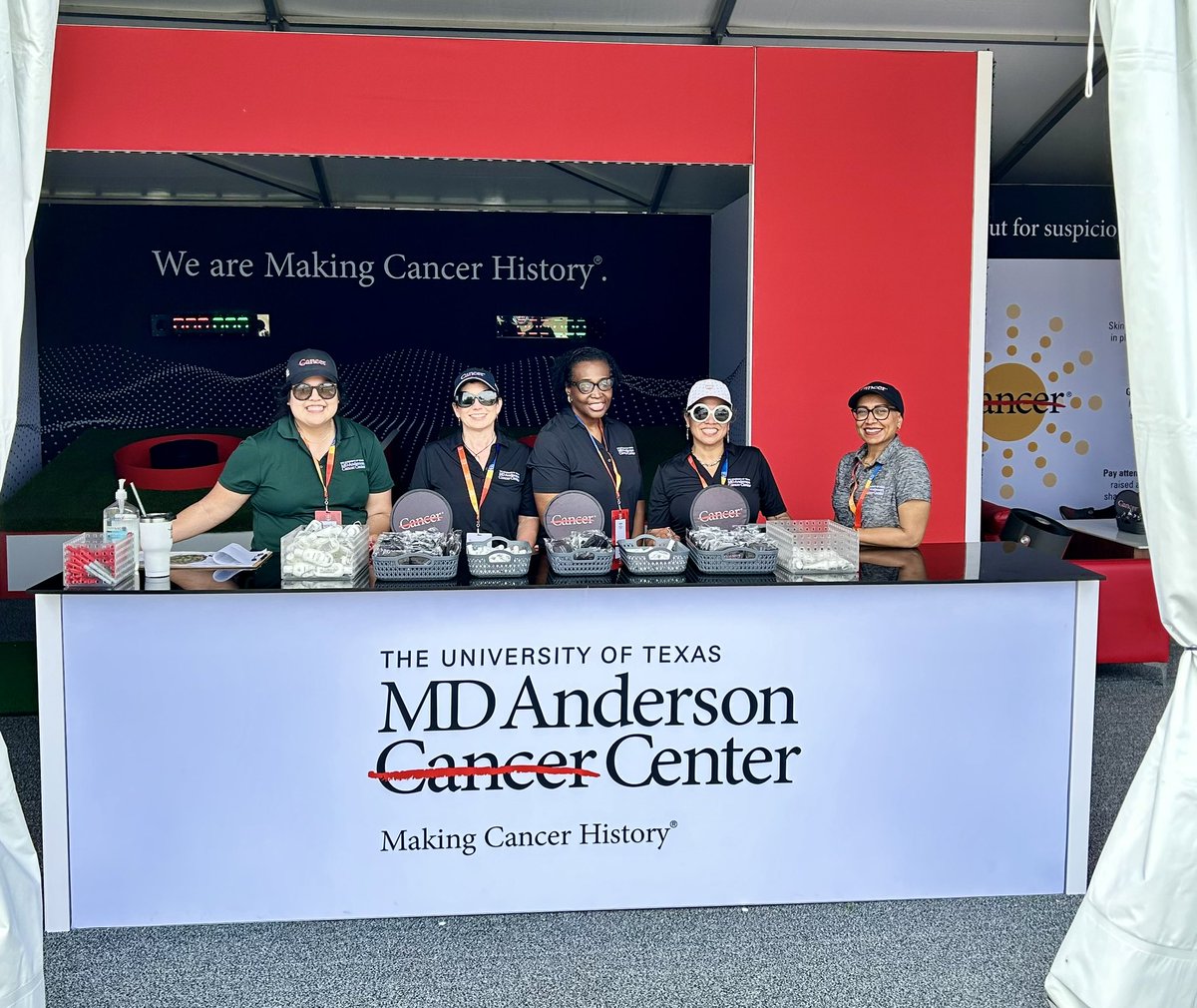 At the @TCHouOpen? Stop by the @MDAndersonNews booth near hole 18 to see our awesome volunteers and pick up some sunscreen, lip balm and a fan! #EndCancer