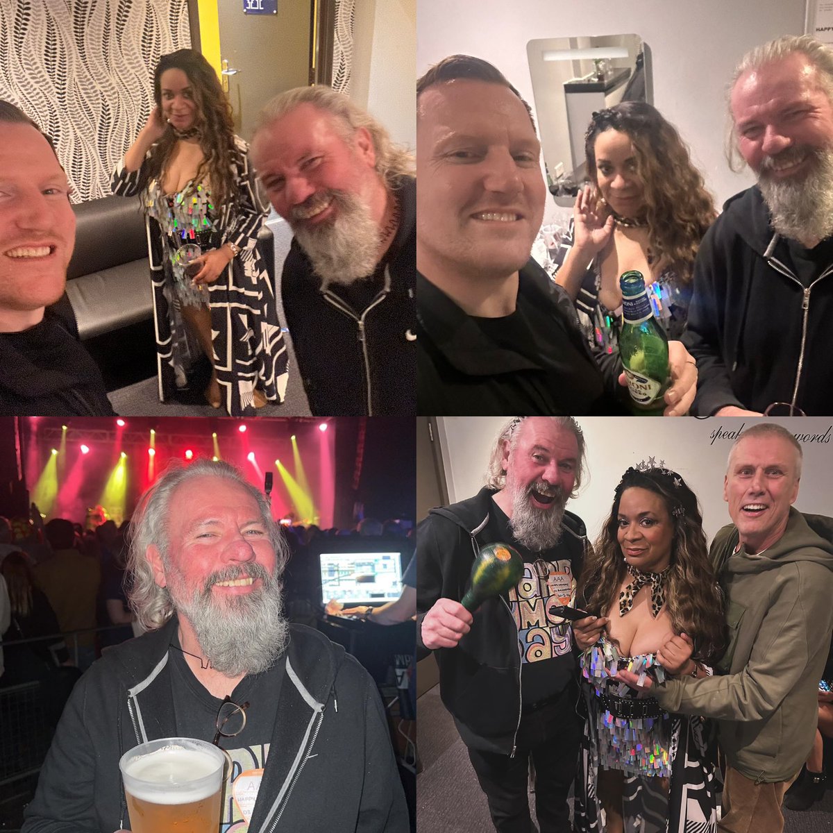 Thank you Birmingham ❤️ Great show & top afters with these charming men ❤️🤍🖤🇾🇪 Tonight Happy Mondays Bournemouth! 🪇 🎤 🎶 🍉