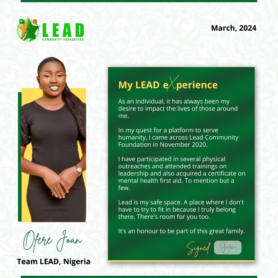 Our Volunteers Spotlight for March features <a href="/joaneloho/">Eloho Joan</a>, an award winning volunteer who has contributed immensely to the growth of the organization.

She has shown great commitment to our vision through the various roles she has been assigned.

Thank you for your service.