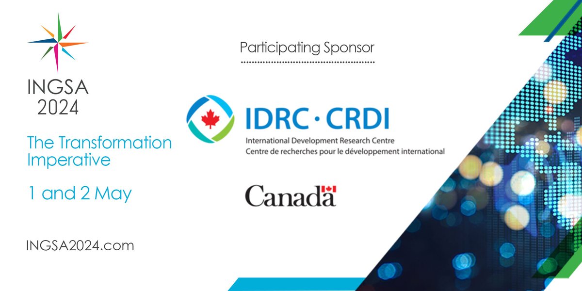 Excited to have @IDRC_CRDI as a proud sponsor of the #INGSA2024. The IDRC champions research and innovation in developing regions, driving global change for a sustainable, inclusive world. Join us in promoting evidence-informed governance. ingsa2024.com #scienceadvise