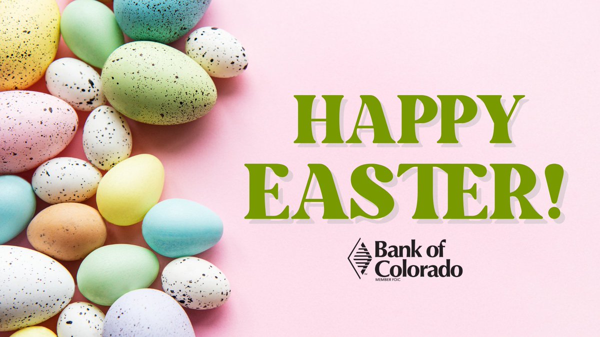 Wishing everyone a Happy Easter from Bank of Colorado! 🐣🌷 May your day be filled with joy, renewal, and the warmth of spring. Here's to new beginnings!