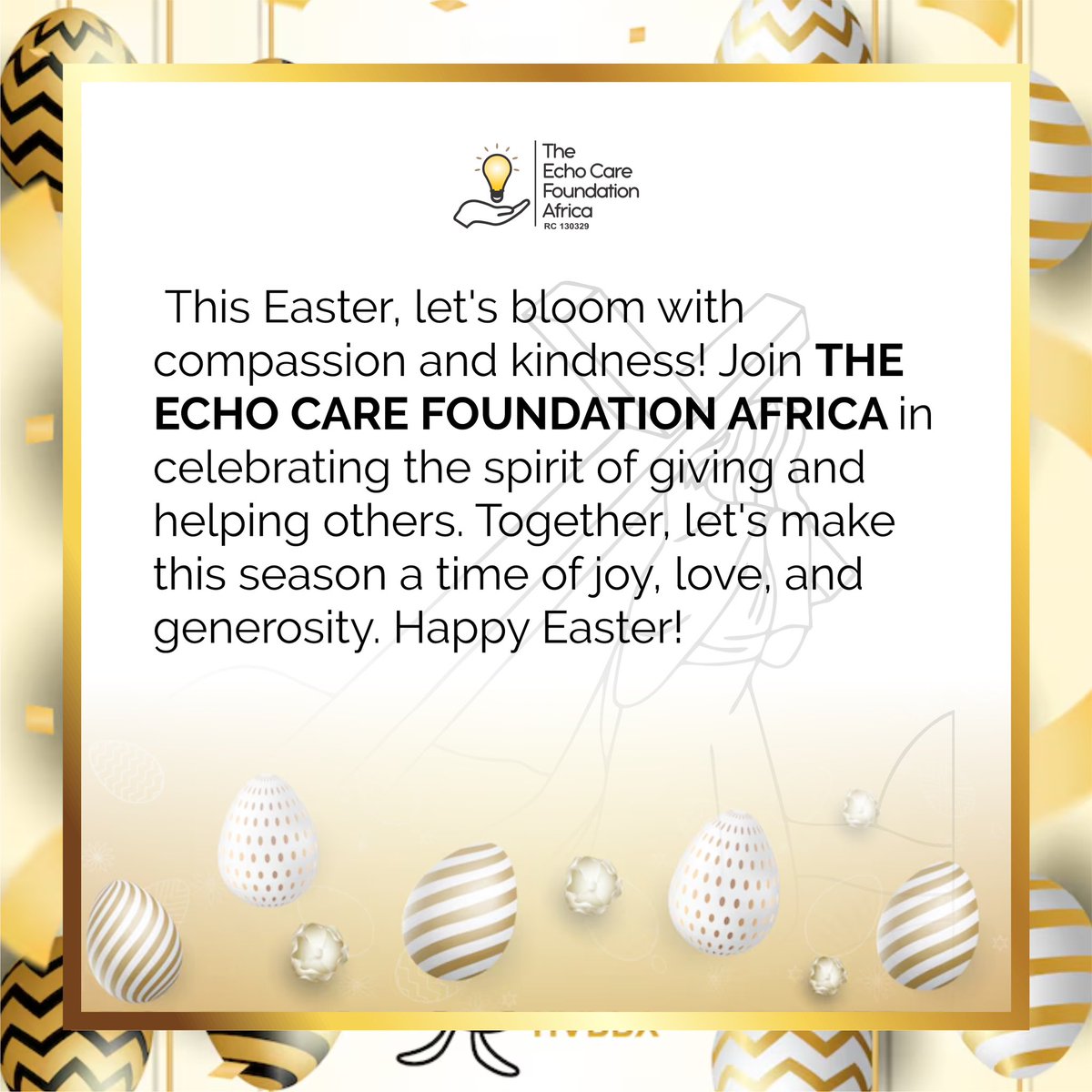 echocarefdn's tweet photo. Spreading Easter joy and blessings, together we make a difference. Happy Easter from all of us at The Echo Foundation Africa!✝️👑
#eastersunday #TECFAfrica #EchocareFDN #Foundation #Service #Humanitarian  #Jesus #EchoCareFDN #Missions #Volunteer #WeTheEcho #TheEchoCareFoundation https://t.co/EtN438dfaQ