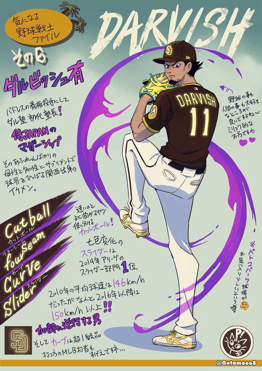 Gotamao16's tweet photo. ⚾️気になった野球選手描いていく⑥＆⑦✌️🧢🌴
😎サンディエゴ・パドレス💛🤎💛🤎🌈⚾️
ダルビッシュ有🌴フェルナンド・タティスJr🦩
⚾️#LetsGoPadres #ダルビッシュ #tatis_jr https://t.co/qLscvsnhS4