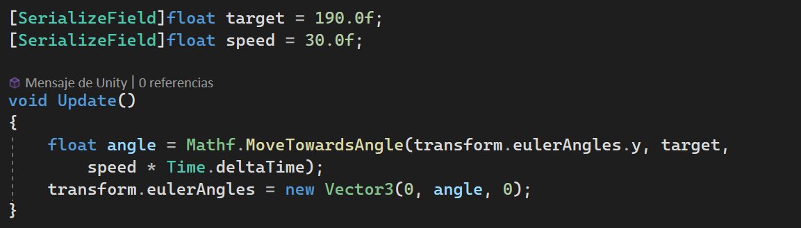 ElenaImagineer's tweet image. #Unitytips ⇩⇩⇩ 🤓
Seguro que conocéis el MoveTowards para mover un objeto de un punto a otro. Pues también tenéis el MoveTowardsAngle para girar un objeto desde un ángulo dado a otro deseado 🔥
Además, es muy fácil de usar 👇
#gamedev #indiedev