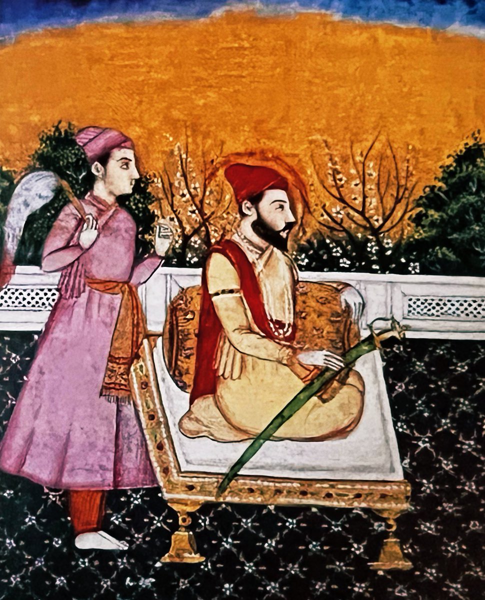 Portrait of Sri Guru Tegh Bahadur, Military Manual of Maharaja Ranjit Singh, Probably the workshop of Imam Bakhsh Lahori, Lahore, 1822-1830.
Maharaja Ranjit Singh Museum, Amritsar. Acc. N° 1035.