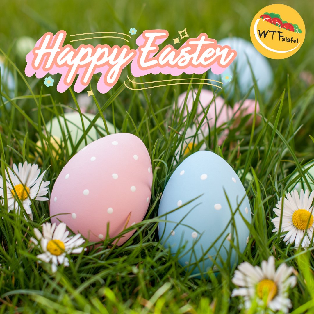 Wishing you a day celebrating with good food, great company, and the joy of the season. Let's make this Easter a feast to remember! #happyeaster #wtfalafel #easter #springtime #newbeginnings #eastersunday